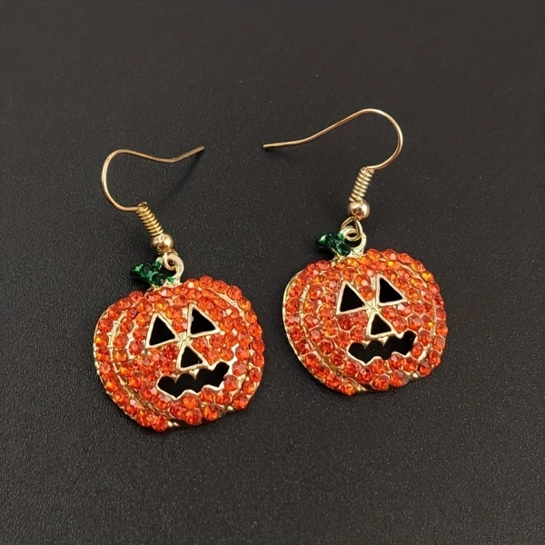 Halloween knäppa prydnadssaker pumpa örhängen med diamant örhängen