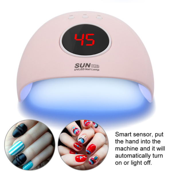 Mode nagellampa för kvinnor, nageltork, nagellampa, 48W baklampa, bärbara LED-sensormanikyrverktygsset Pink