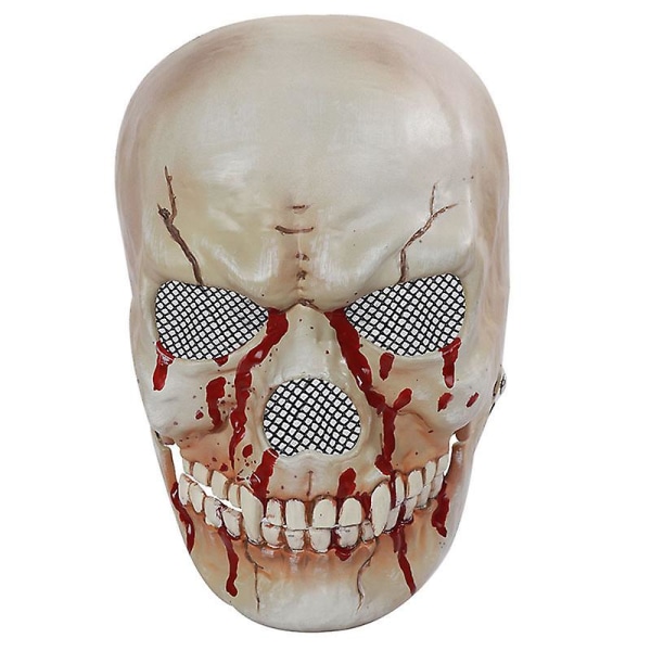Bloody Skull Helhuvudmask Skräck Halloween Dekor Party Skelett Cosplay Kostym Fancy Dress Up Rörlig käke