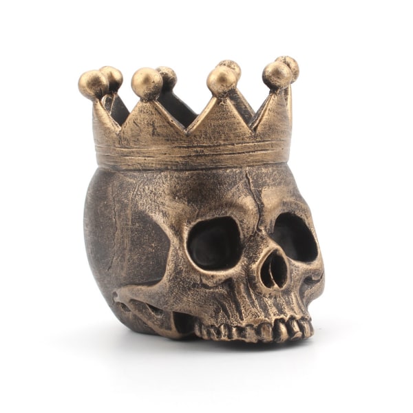 3D Crown Skull Ljushållare Harts Skull Ljusstake Halloween Dekoration Skelett Ljus Fot Halloween Dekoration Bronze