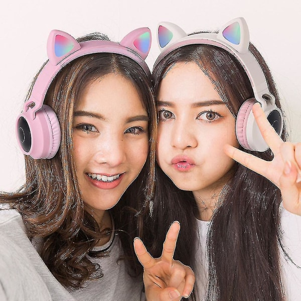 Cat Ear Headset Trådlösa Bluetooth Barnhörlurar, Cat Ear Bluetooth Trådlöst Pink