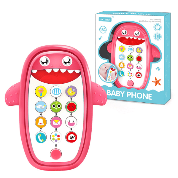 Shark Cell Phone Toy med musik, lek, toddler RED