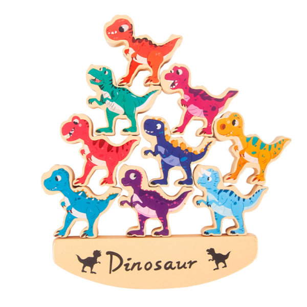 Tecknad träblock balans dinosaurie byggstenar leksaker