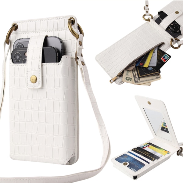 Damväskor Multifunktionell Messenger-mobiltelefonväska för damer White