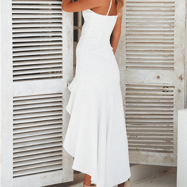 Kvinnor Plus Size Summer Maxi Dress ärmlös lång festklänning White 3XL