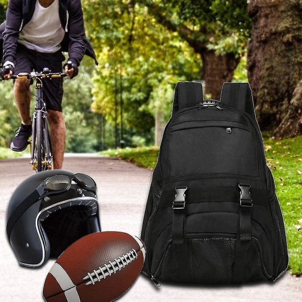 Fotbollsväska för ungdomar - Fotboll, basket, rugby sportryggsäck med bollhållare sportutrustning blue