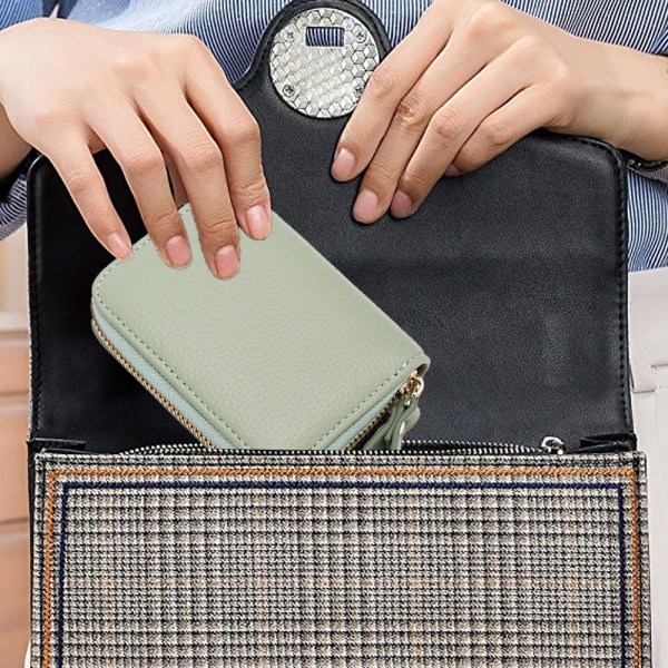 Kreditkortshållare, litet case med dragkedja i läder green