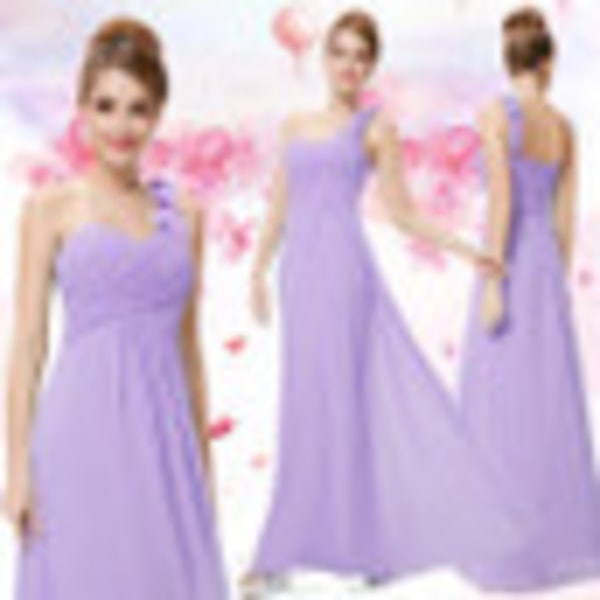 Ever-Pretty Mode Kvinnor Blommor En Shoulder Lång Chiffong Bröllop Brudtärna Aftonklänningar. light purple
