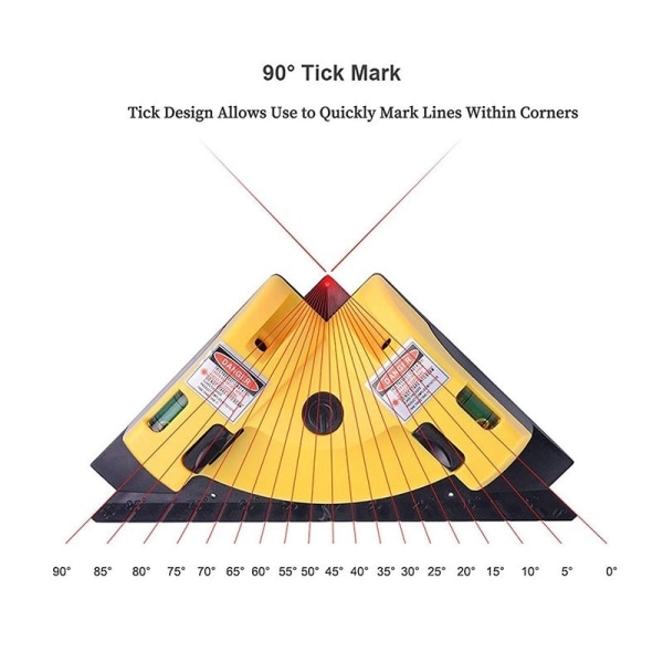 Vertikal horisontell laserlinjeprojektionsmätningsverktyg yellow