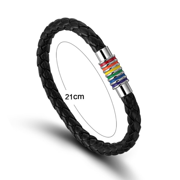 läderarmband Pride Armband - Silver Rainbow - Magnetlås Silver en one size