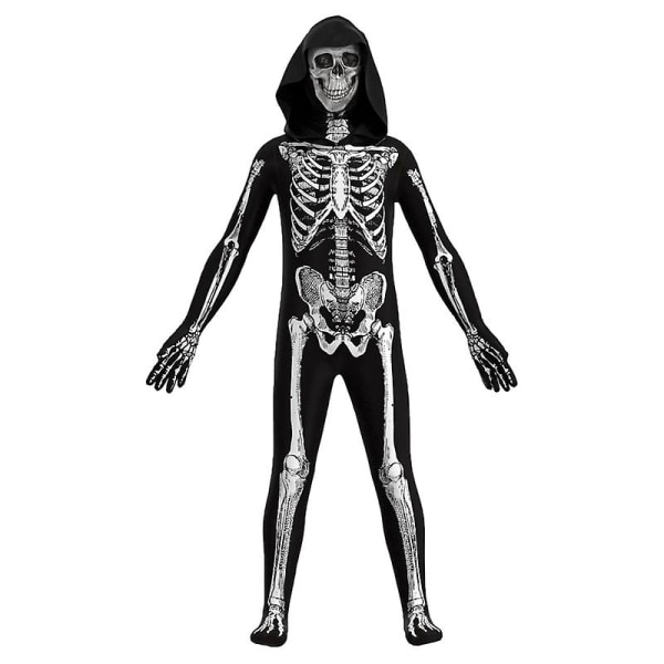 Skelettdräkt för barn Vuxen Halloween-dekor Cosplay Zombie Skeleton Skull Jumpsuit Festkläder M