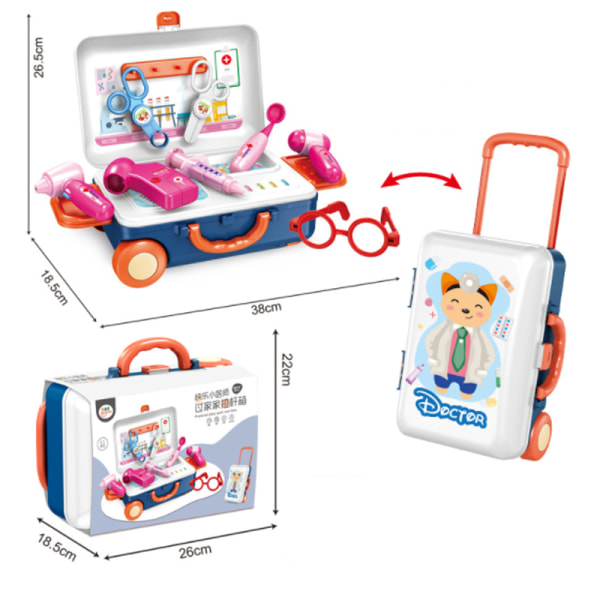 Vagnlåda leka hus doktor kostym flicka leksak simulering förvaringslåda resväska doctor