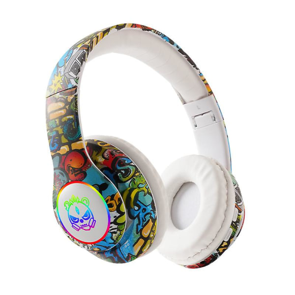 Bluetooth headset hopfällbara trådlösa stereohörlurar med mikrofon White
