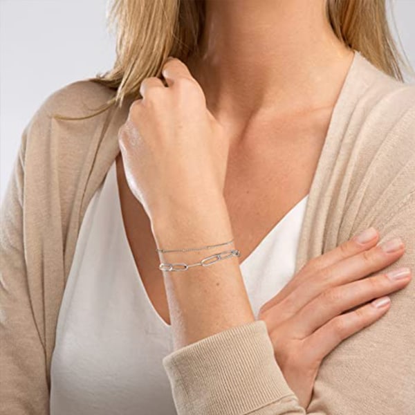 Pearl armband Gem armband, mode pärlor kedja dubbelt armband silver