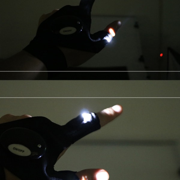 LED fiskehandskar ficklampa natt utomhus glödande handskar Camouflage