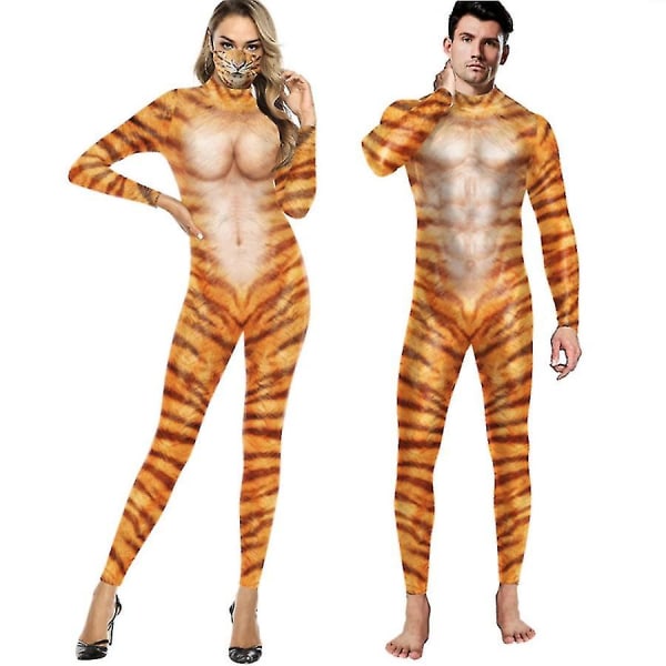 Halloween Animal Cosplay kostymer Kostym djurkostym Mode 3d Animal Leopard Print Man XL