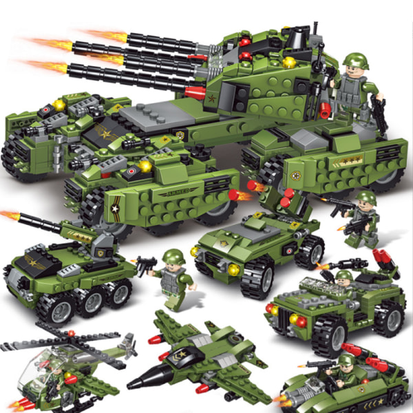 Byggstenar pedagogiska leksaker barns SWAT militärfordon hangarfartyg modell