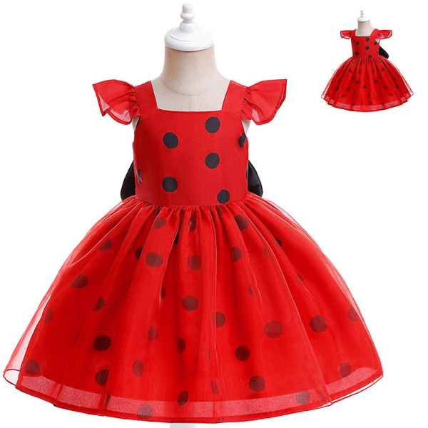 Prinsessklänning Toddler Flickor Polka Dots Prinsessklänning Bröllopsfest Balklänning Halloween Tulle Tutu Klänningar 6-7 Years