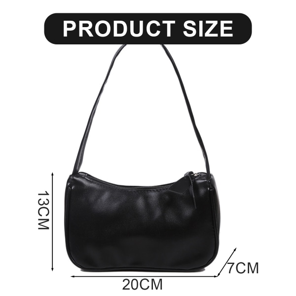 Handväska Retro baguetteväska en axel handväska syntetiskt läder black