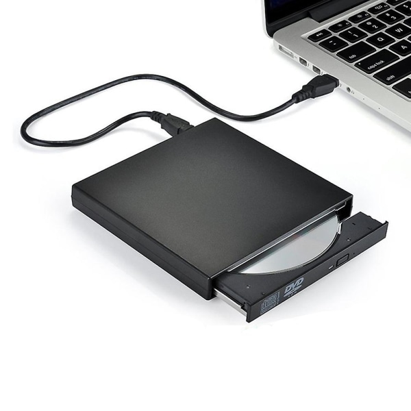 DVD-brännare CD-enhet, Portabel extern DVD-enhet, USB Slim Portable Black