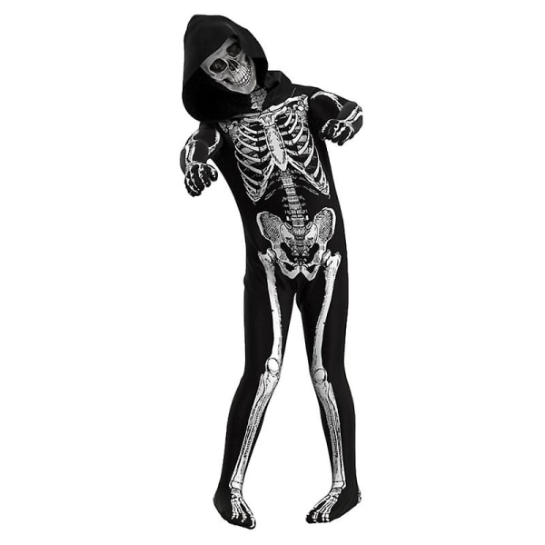 Skelettdräkt för barn Vuxen Halloween-dekor Cosplay Zombie Skeleton Skull Jumpsuit Festkläder 130