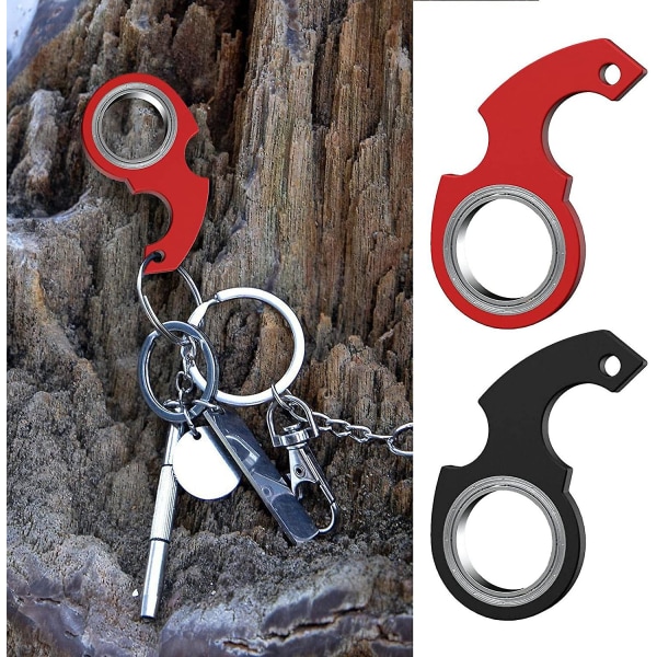 Nyckelring Spinner Fidget Ring Toy, Key Spinner, Spinning Keychain, Fidget Keychain, Sensory Toys Black and Red