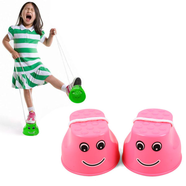 Barns stylta balanstränare utomhus leksak barns utomhus plast material koordinering spel Pink
