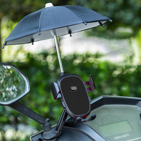 cykel mobiltelefonhållare vattentät med portabelt mini paraply solskydd, cykelstyre moped