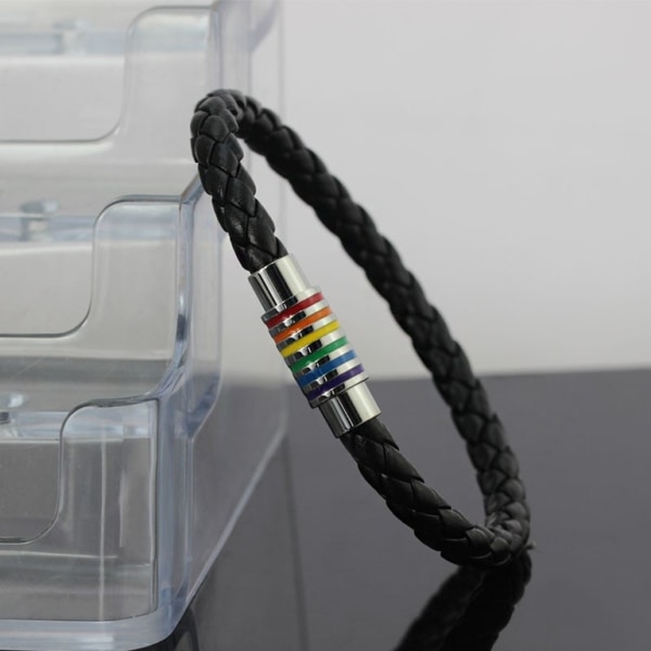 läderarmband Pride Armband - Silver Rainbow - Magnetlås Silver en one size