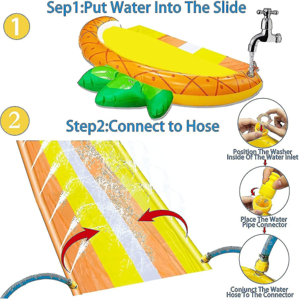 Vattenspray rutschbana bälte barns skateboard gul ananas rutschbana bilateral vattenspray rutschbana