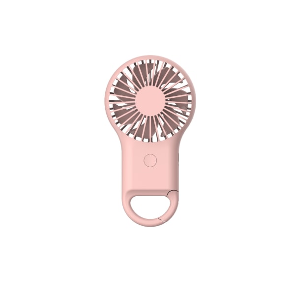 Bärbar handhållen fläkt tyst minifläkt USB laddningsbar 3 hastigheter med bärbar karbinhake lämplig för hemmabruk Pink