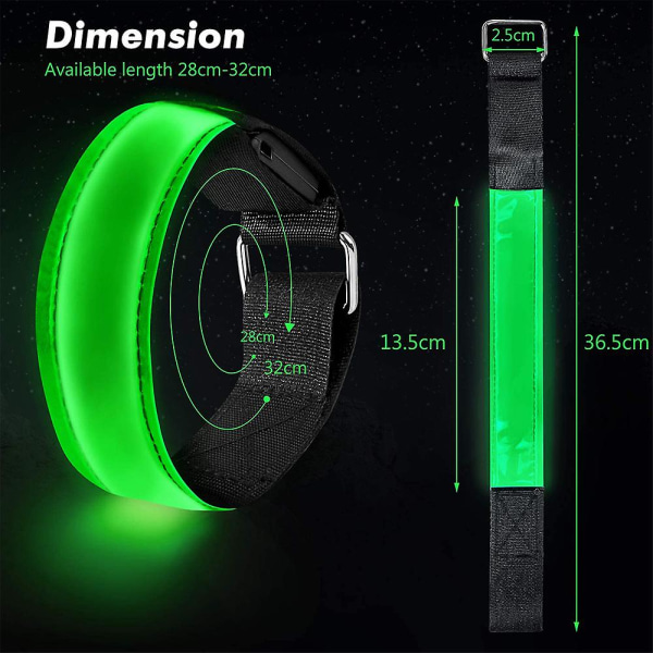 2-pack löparljus kompatibla löpare Uppladdningsbart LED-armband reflekterande löparutrustning (flera färger tillgängliga) green