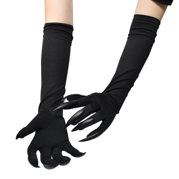 Halloween handskar Vuxna Halloween klor Långa svarta djurtassar Handskar med läskiga långa naglar Roligt spöke Silver Nails