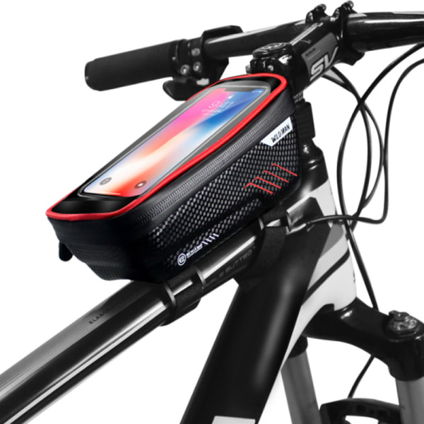 Hårt skal cykelväska mountainbike front beam bag övre rör mobiltelefon väska sadelväska red