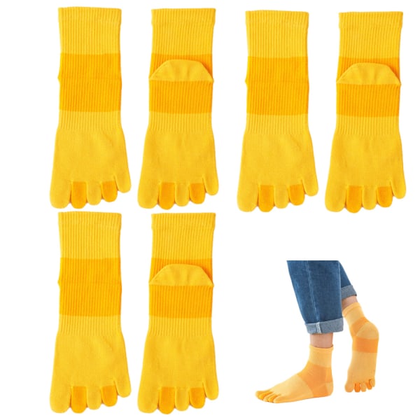 Sports tabi 3 par bekväma strumpor i ren bomull med delad tå, sport yellow