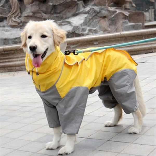 Gul regnrock för hund med avtagbar luvtröja, kappa med dragsko, flera storlekar tillgängliga 12