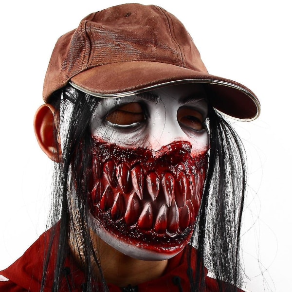 Blodig skräckmask Halloween-dekor Skrämmande blodiga zombiemasker Skräckvampyrmask Cosplay-tillbehör F