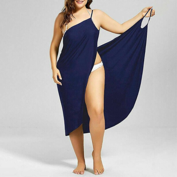 Dam Bikini Cover Up Sarong Beach Long Dress Cover klänning blue L