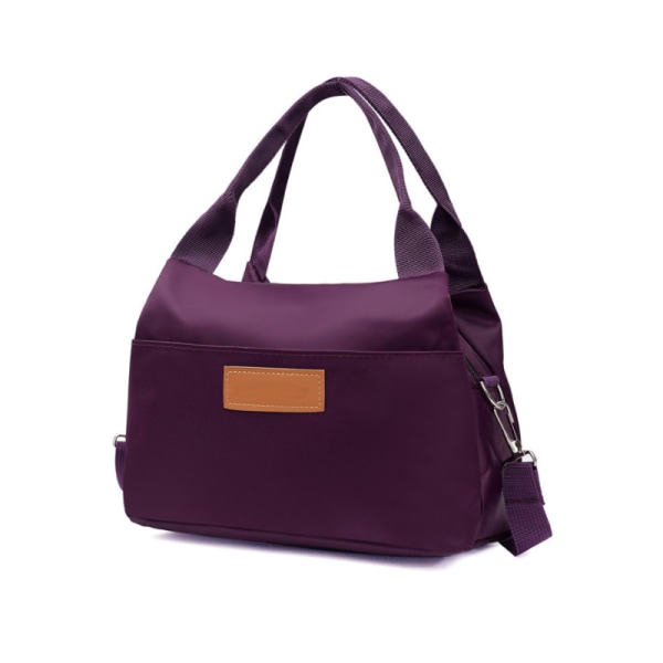 Dam Nylon Vattentät En-axel Messenger Bag Bärbar Lunch Bag Rese Blommig tyg Handväska purple