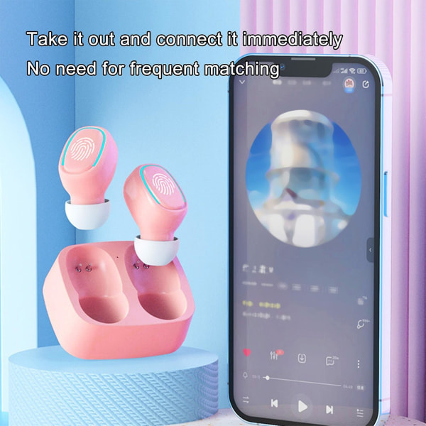 Bluetooth hörlurar Touchs Trådlöst Bluetooth headset Macaron Color Mini Invisible Headset Rosa Pink