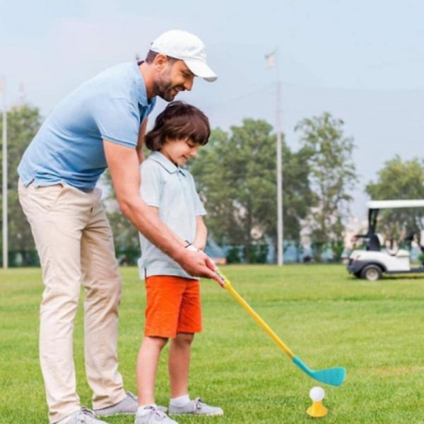 Golfklubbor för barn, golfleksak med 1 golfvagn, 3 golfklubbor, 2 träningshål
