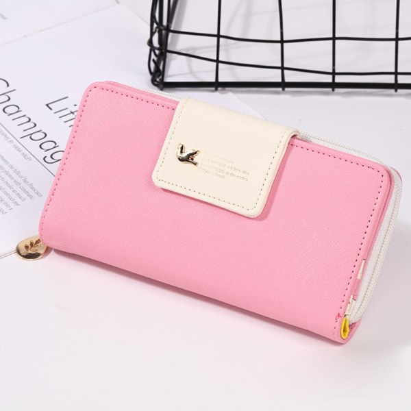 Plånbok Dam Multi-card bifold lång dragkedja Clutch handväska pink