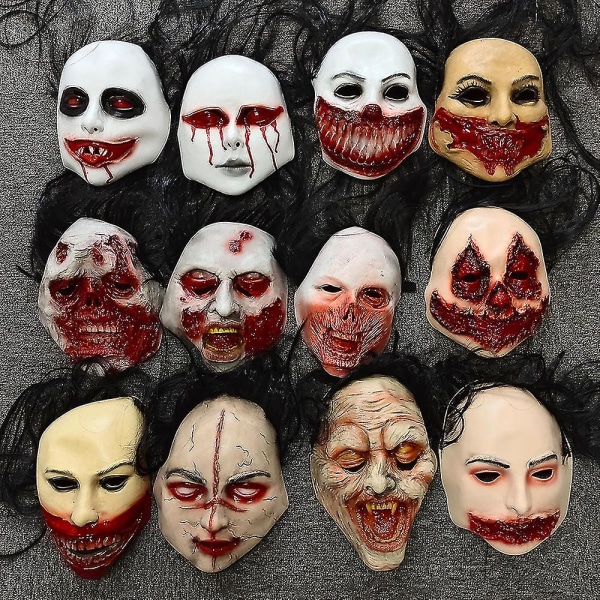 Blodig skräckmask Halloween-dekor Skrämmande blodiga zombiemasker Skräckvampyrmask Cosplay-tillbehör G