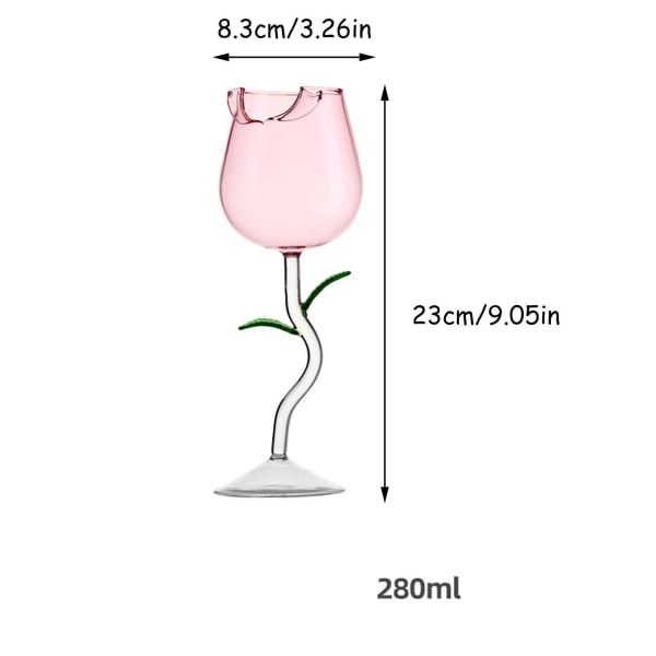 Rose Flower Vinglas, Kreativt Rödvinsglas Rose Flower Bägare Vin Cocktail Juiceglas Pink 150ml