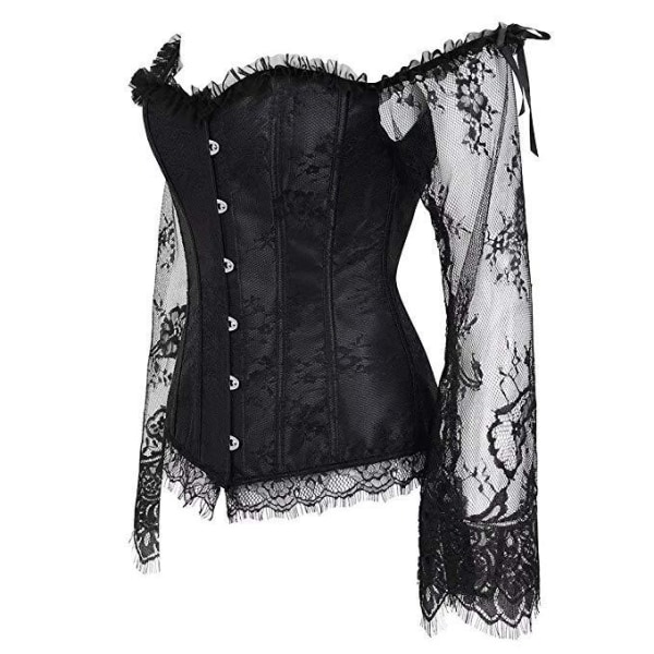 Korsetter För Kvinnor Bustier Top Gothic Sexig Axel Med Remmar black 4XL