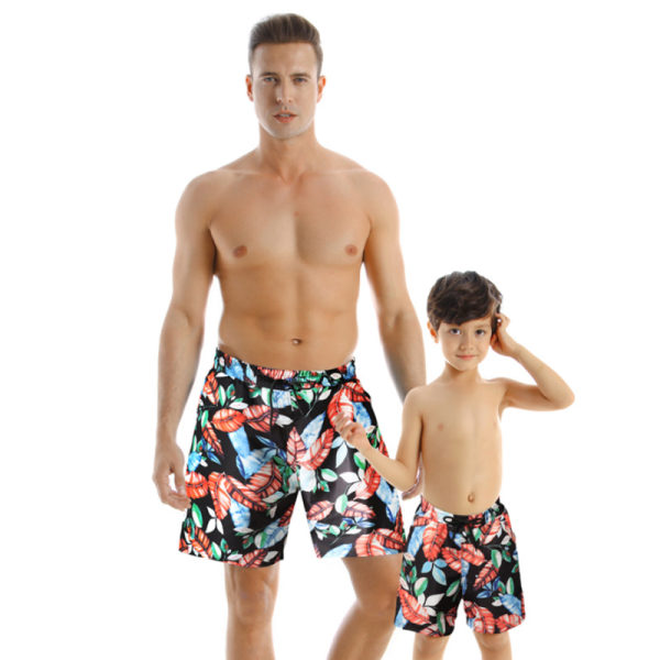Förälder-barn badkläder för män Quick Dry Beach Shorts Barnbadkläder 140