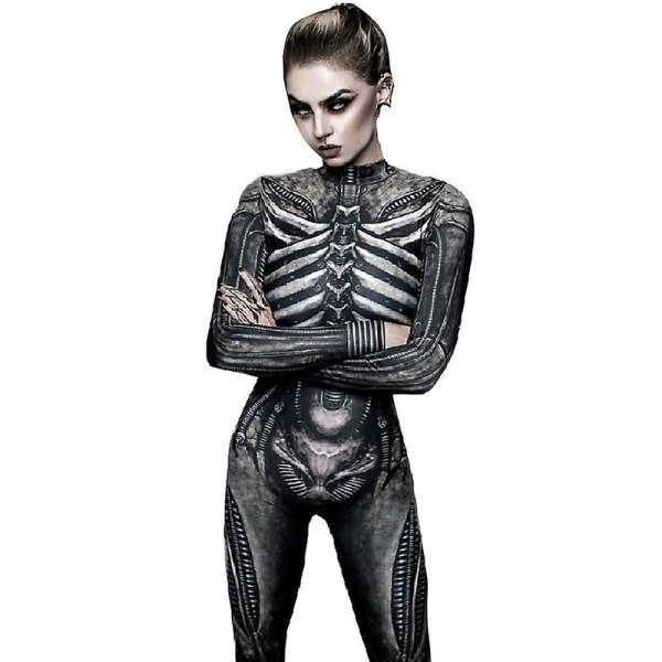 Halloween Decor Skelettdräkt för kvinnor och flickor Halloween Decor Kostym Print Bodysuit S