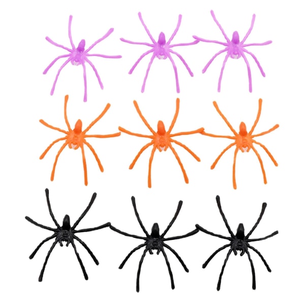 Halloween leksak naturtrogna spindlar 200 st Skrämmande spindel Faux Spider Trick rekvisita Leksaksfesttillbehör Multicolor