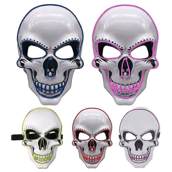 Halloween Dekoration Luminous Skull Mask Led Skrämmande Flash Mask El Line Light Mask Cosplay Mask BLUE