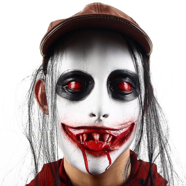 Blodig skräckmask Halloween-dekor Skrämmande blodiga zombiemasker Skräckvampyrmask Cosplay-tillbehör E